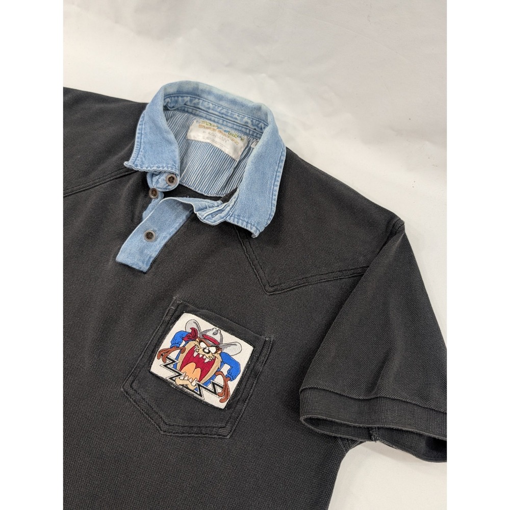 Vintage Looney Tunes Western Collection Karman Tasmanian‎ Devil Polo Large Black